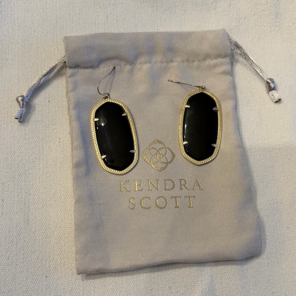 Kendra Scott Gold Framed Black Elle Earrings